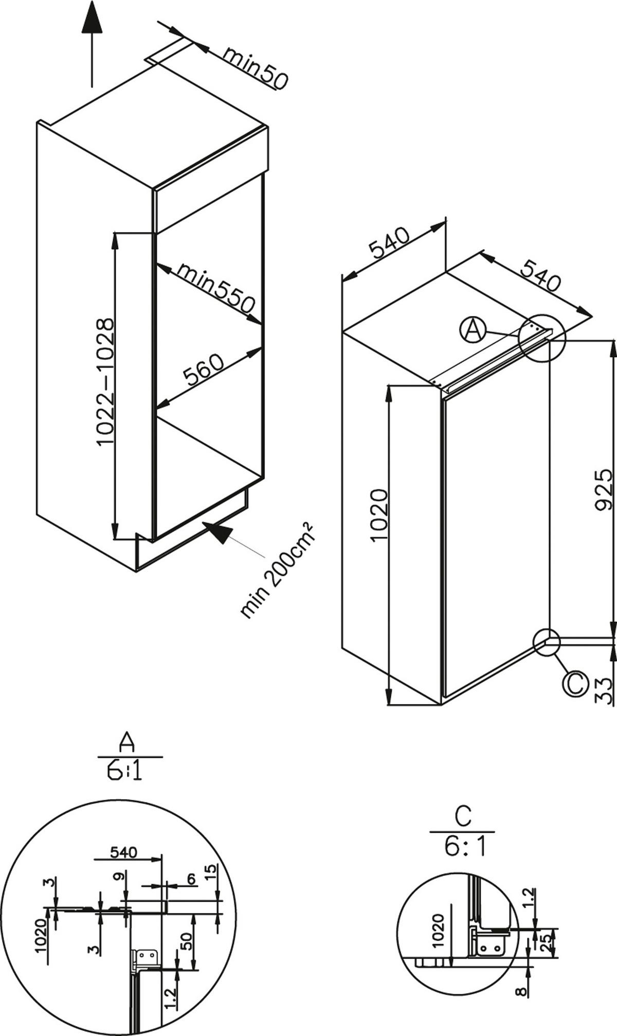Kühlschrank Ekss 361 216 - Weiß, Basics, Glas/Metall (54/102/54cm) - Amica