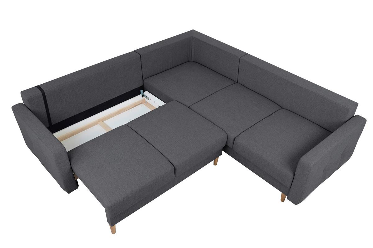 Ecksofa Noret Dunkelgrau S: 242x242 Cm - Dunkelgrau/Buchefarben, Design, Textil (242/242cm) - MID.YOU