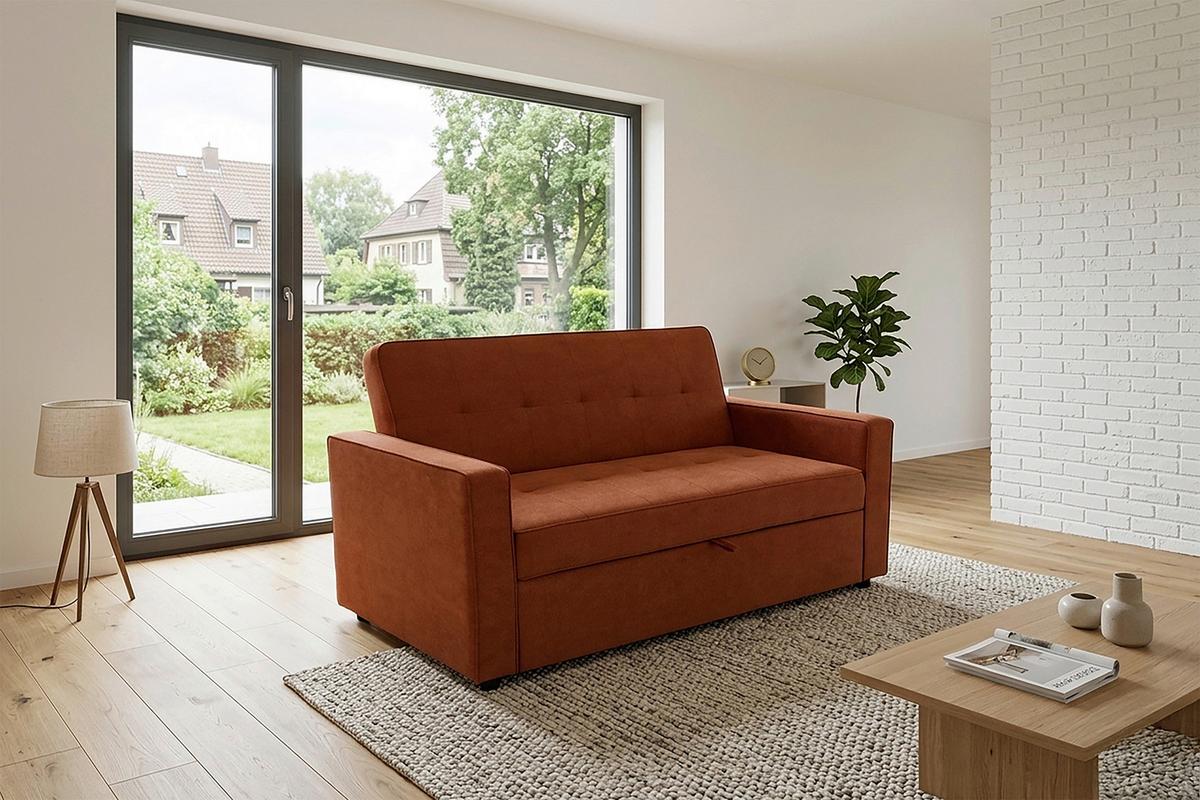 Schlafsofa Haze Terracotta B: 162 cm - Terracotta, Trend, Textil (162/90/89cm)