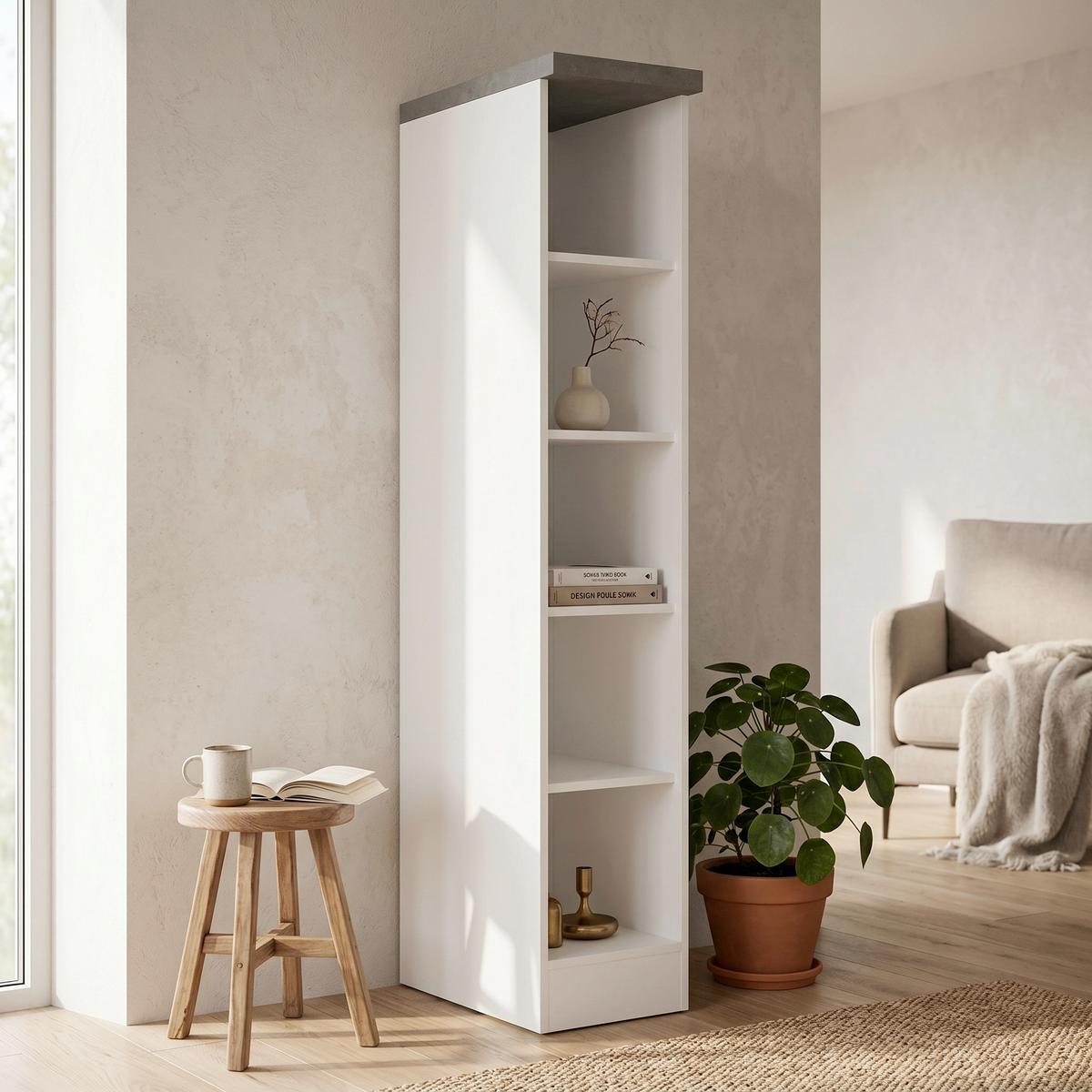 Regal Monza B: 30 cm Weiß/Grau - Weiß/Grau, LIFESTYLE, Holzwerkstoff (30/166/60cm) - Held