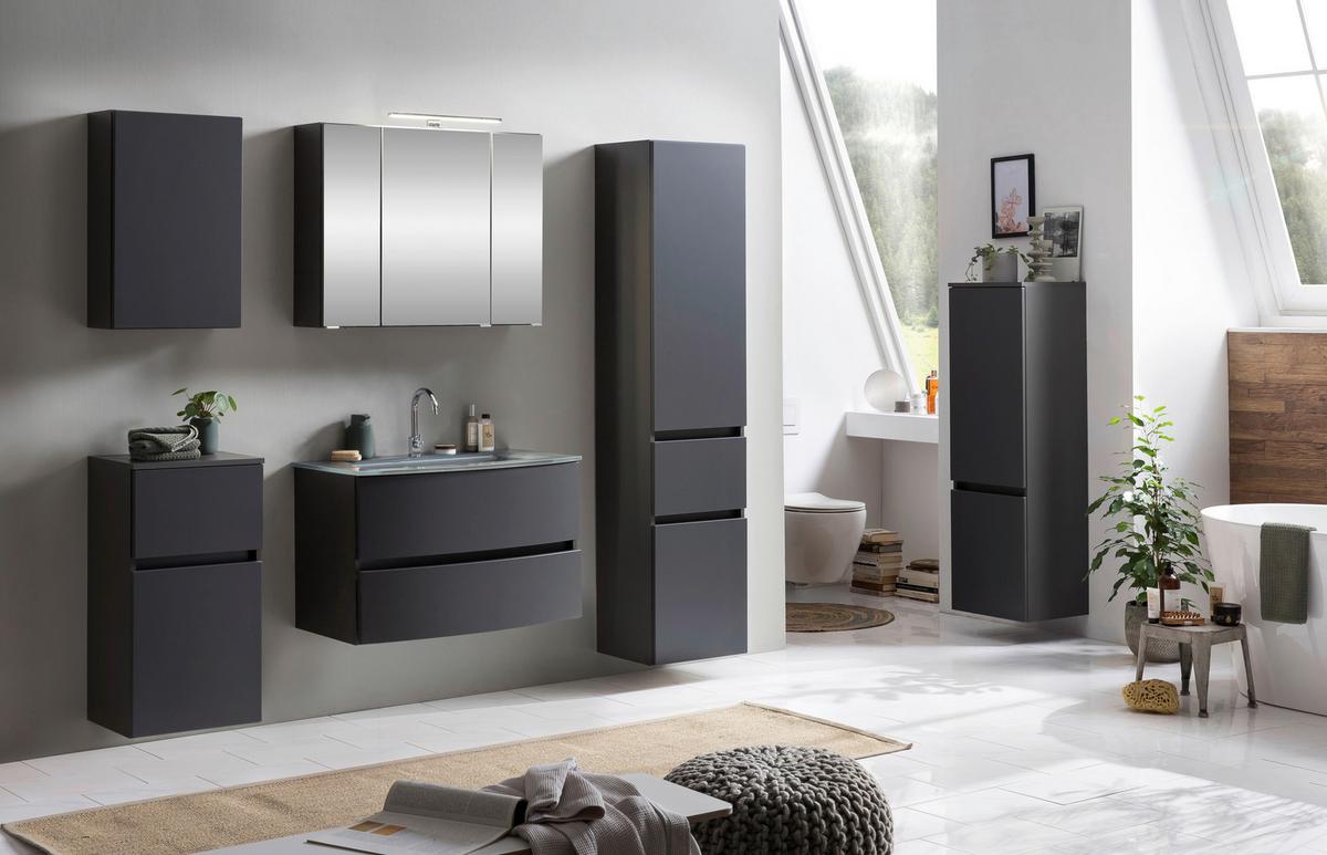 Midischrank Kopenhagen B: 40 cm Grau - Silberfarben/Grau, KONVENTIONELL, Holzwerkstoff (40/130/35cm) - Held