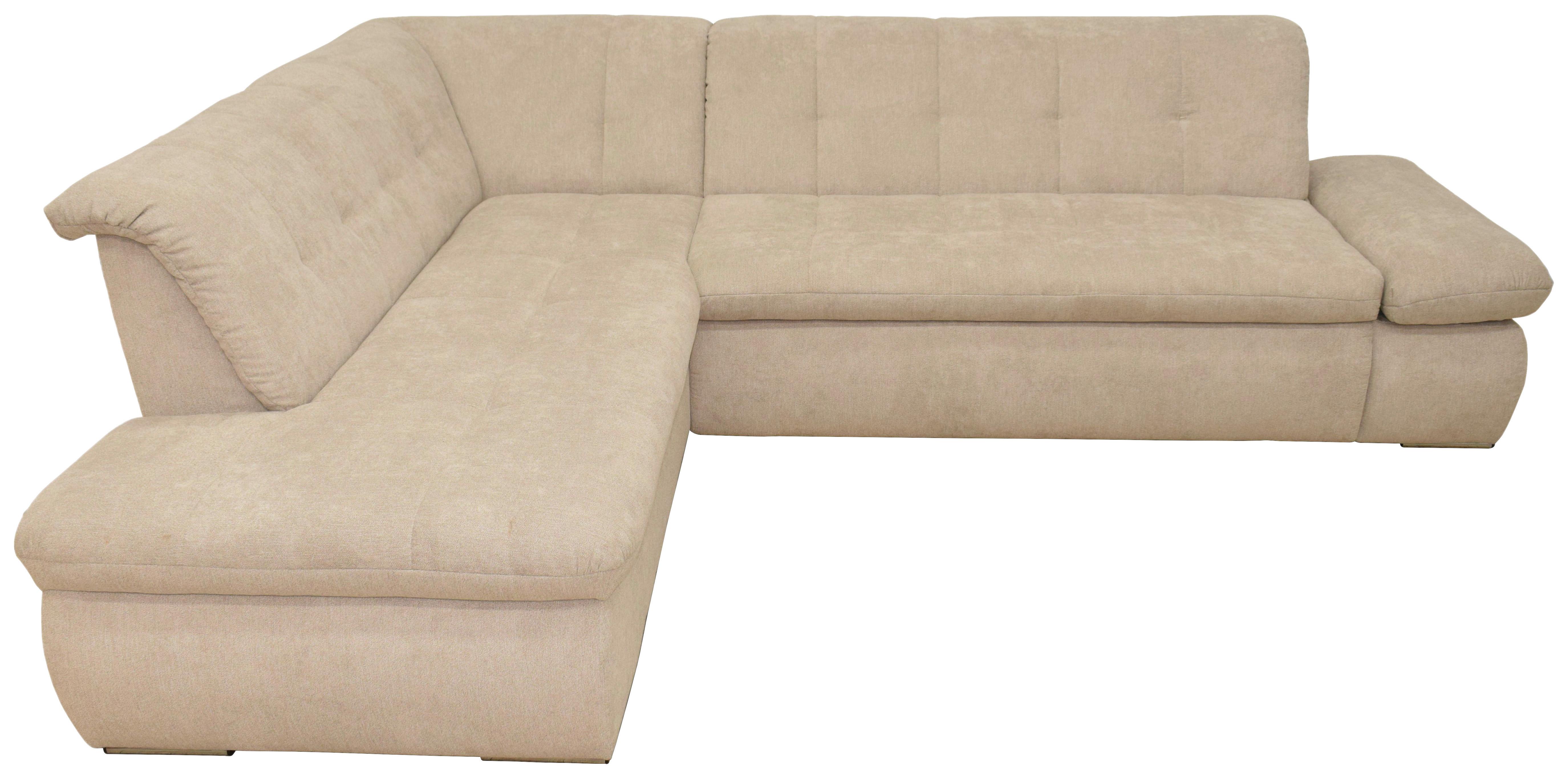 Ecksofa mit Schlaffunktion Moric Beige Mikrofaser - Chromfarben/Beige, KONVENTIONELL, Textil (216/273cm) - MID.YOU
