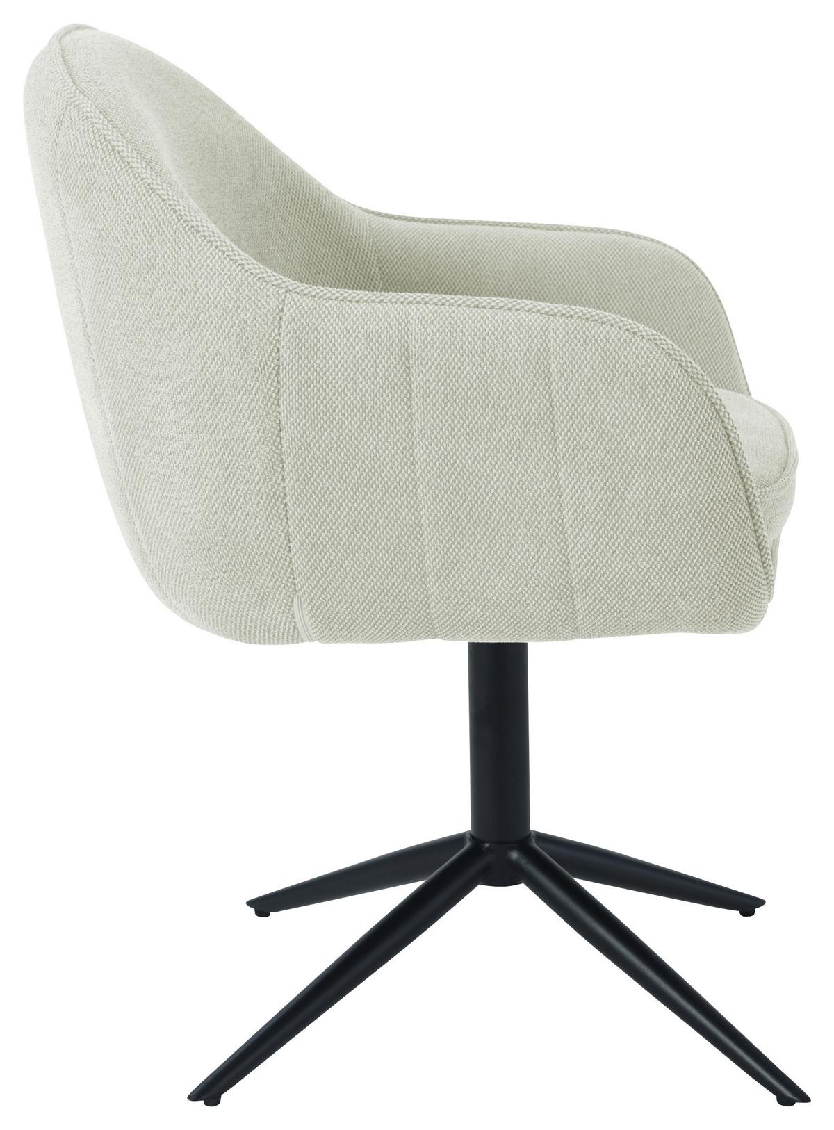 Armlehnstuhl Amara Leinenoptik Beige, B: 60 cm - Beige/Schwarz, KONVENTIONELL, Holz/Textil (60/81/62cm) - MID.YOU