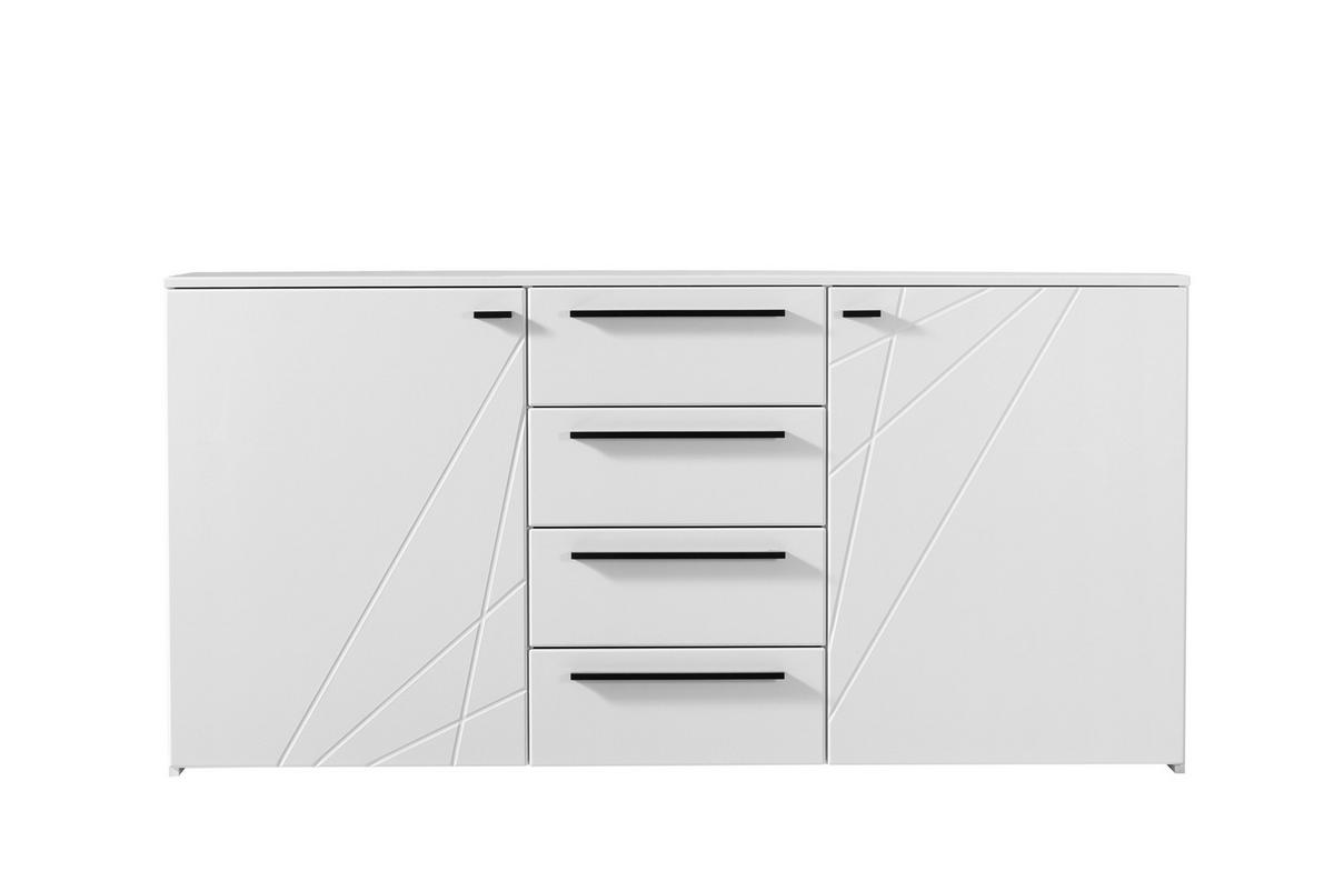 Komód Ksanti 163/80 Cm - fehér/magasfényű fehér, Basics, faalapú anyag (163/80,5/40cm)