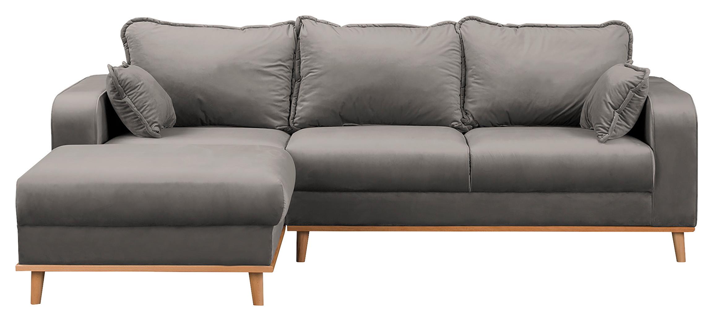 Ecksofa Beata Grau S: 150x230 cm - Wengefarben/Grau, Design, Textil (150/230cm) - Livetastic