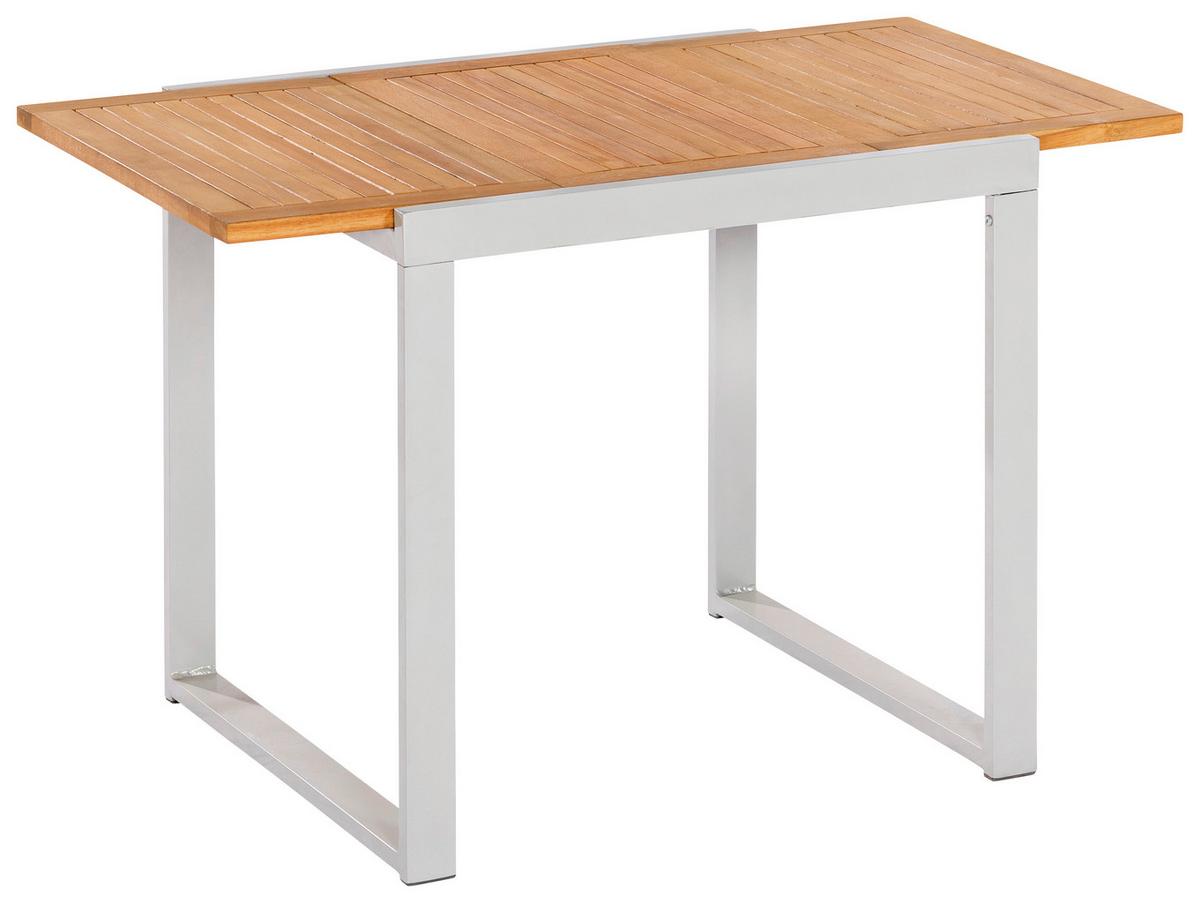Gartentisch ausziehbar Naxos Akazie/Aluminium L: 80 cm - Silberfarben/Akaziefarben, KONVENTIONELL, Holz/Metall (80-120/74/70cm) - Gardenson