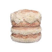 Pouf Bohist Naturfaser Creme/Rosa DxH: 35x35 cm - Creme/Rosa, Trend, Textil (35/35/35cm) - Kayoom