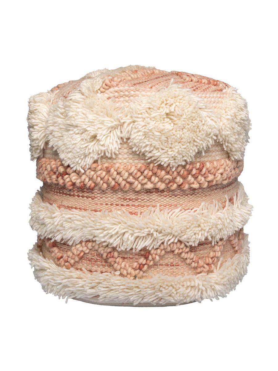 Pouf Bohist Naturfaser Creme/rosa Dxh: 35x35 Cm