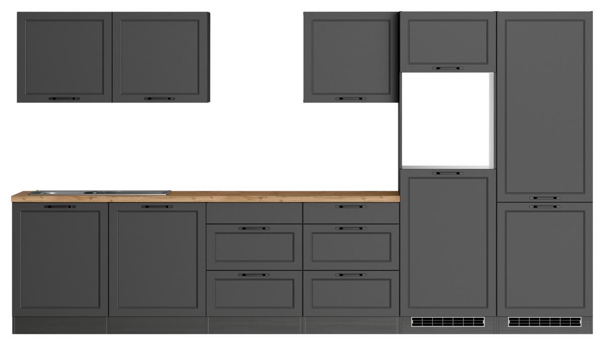 Küchenzeile Meran Ohne Geräte B: 360 Cm Grau/eiche Dekor - Eiche Wotan/Grau, LIFESTYLE, Holzwerkstoff (360cm) - Held