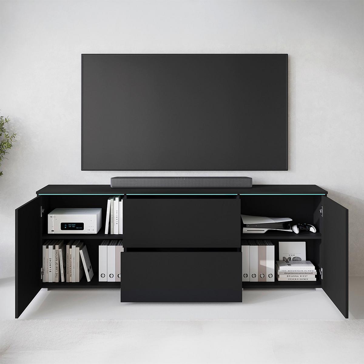NÍZKÁ KOMODA VERA 181 - šedá/černá, Trend, kompozitní dřevo/plast (180/61,8/34,5cm) - P & B