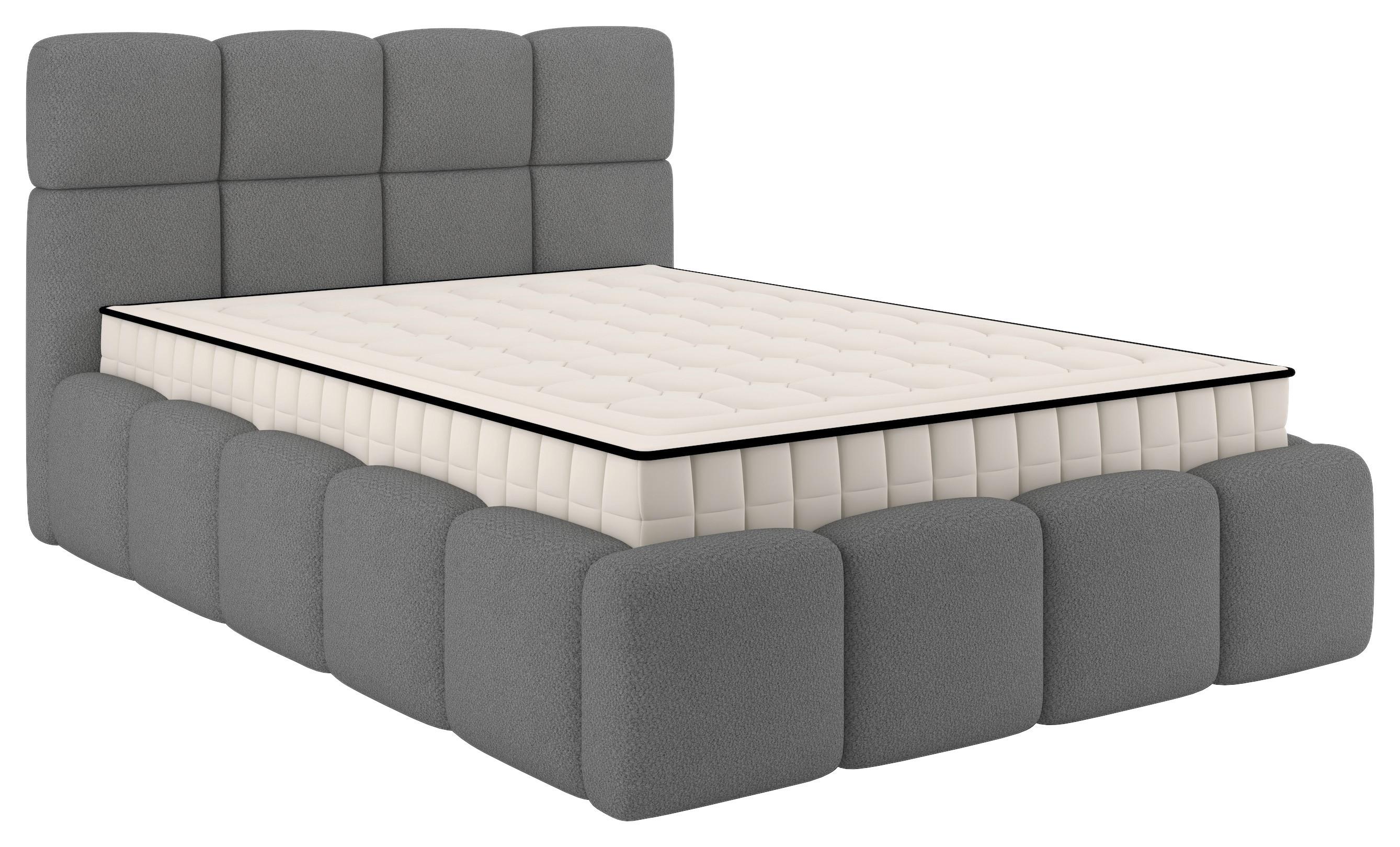 Polsterbett Cloudy mit Matratze Grau, Lf: 140x200 cm - Grau, Trend, Holz/Holzwerkstoff (140/200cm) - Luca Bessoni