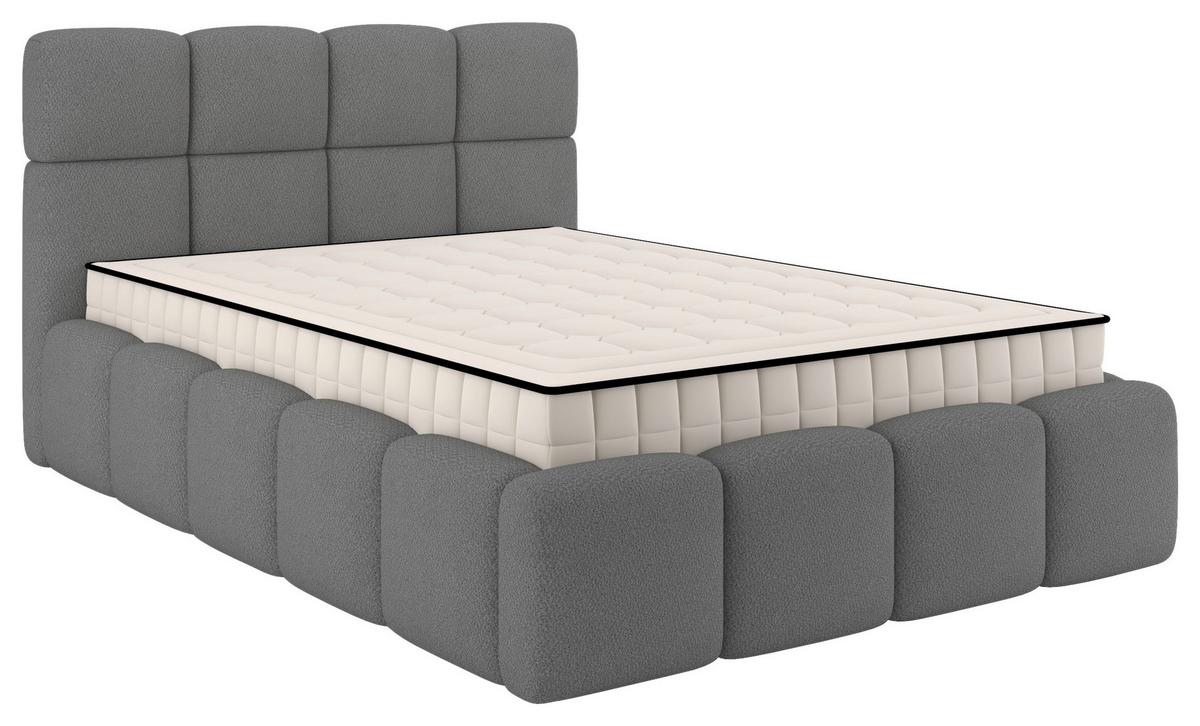 Polsterbett Cloudy mit Matratze Grau, Lf: 140x200 cm - Grau, Trend, Holz/Holzwerkstoff (140/200cm) - Luca Bessoni