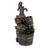Gartenbrunnen Venetien Holz/-Steinoptik inkl. Zubehör - Basics, Kunststoff (34/75/34cm)