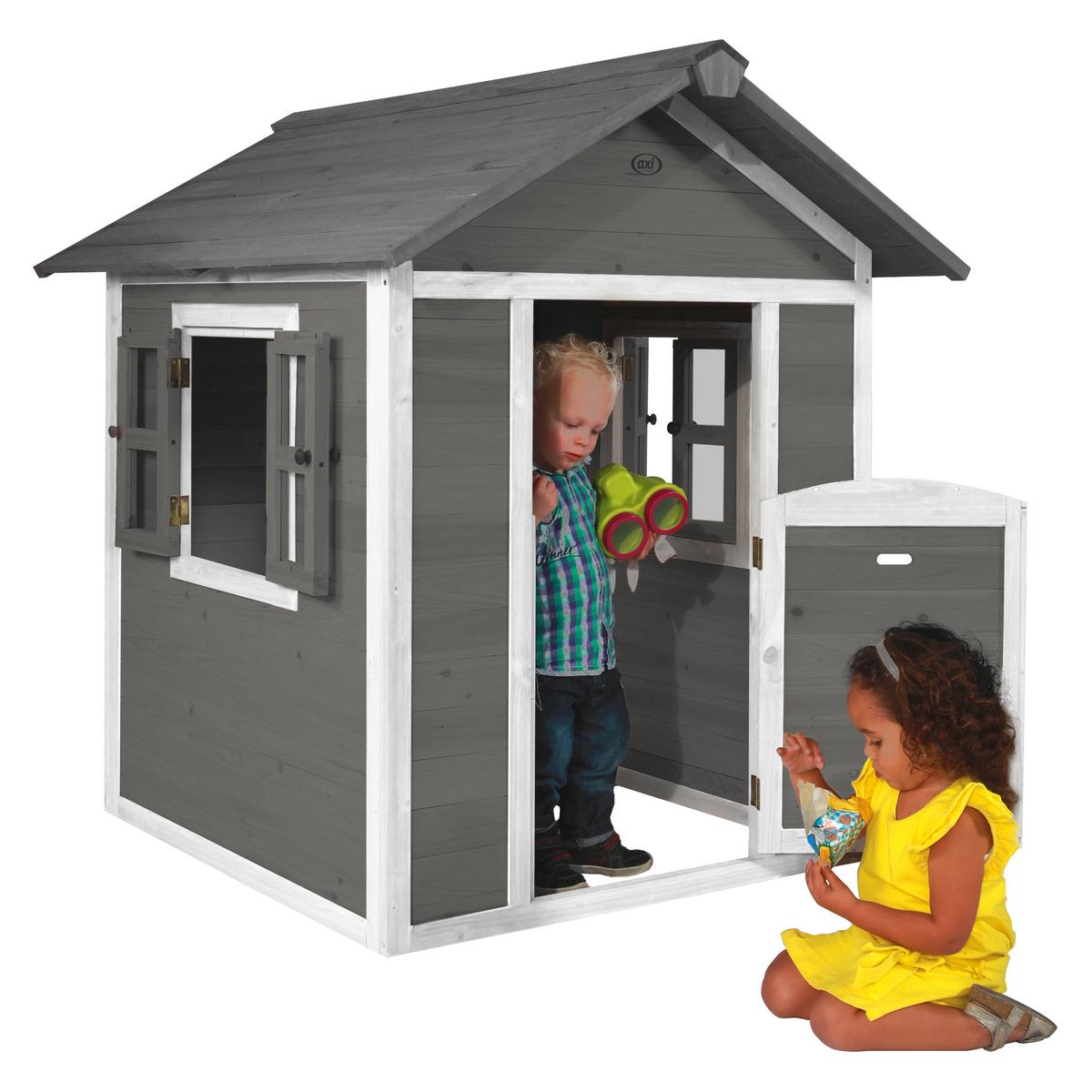 Spielhaus Lodge Grau - Weiß/Grau, LIFESTYLE, Holz (135/111/133cm)