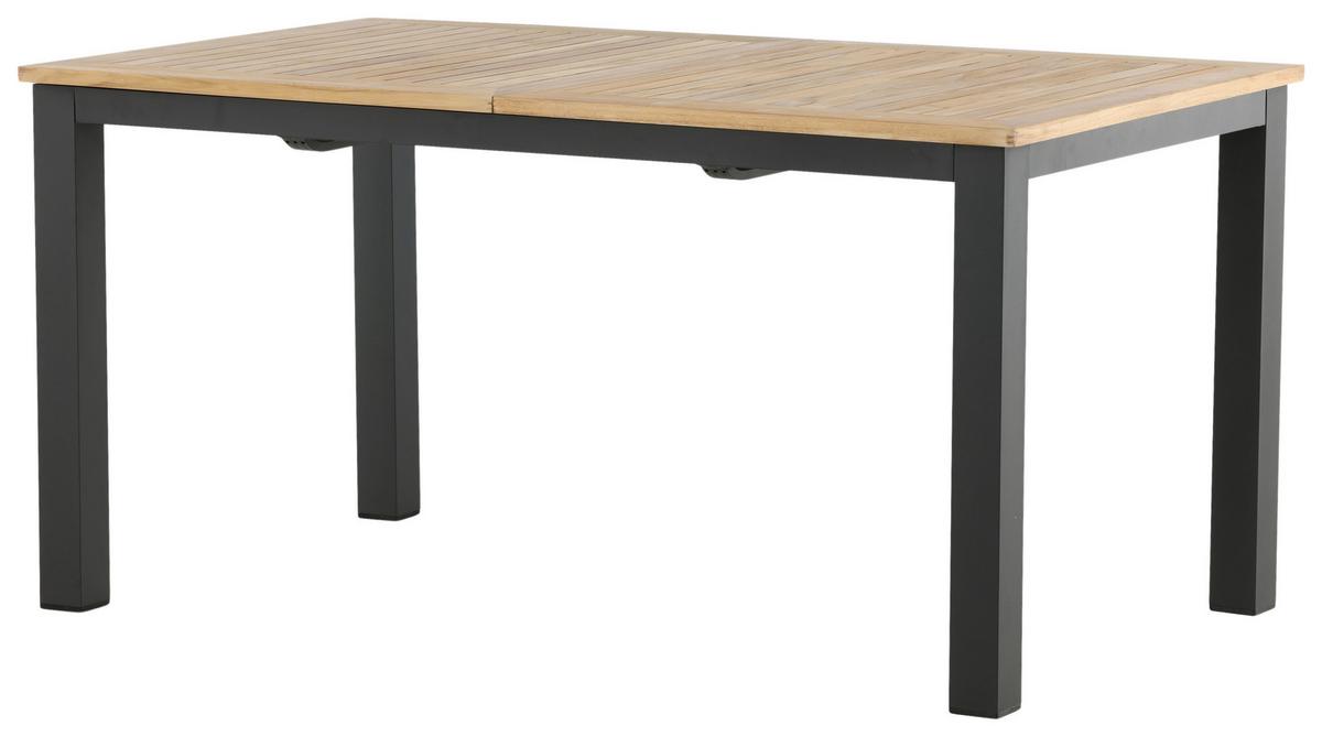 Gartentisch Panama Teakholz/Metall L 210 cm - Schwarz/Teakfarben, KONVENTIONELL, Holz/Metall (210/90/75cm) - Gardenson