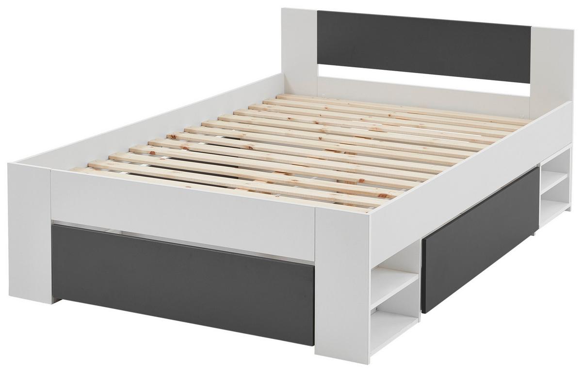 Ágykeret Azurro 120/200 Cm - antracit/fehér, Modern, faalapú anyag (120/200cm)