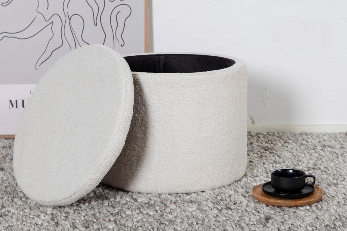 Pouf Dunken - Weiß, Design, Textil (51/43/51cm) - Livetastic