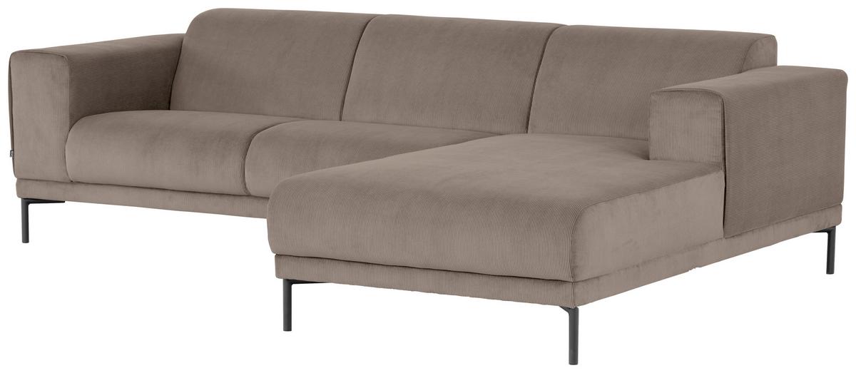 Ecksofa Erno Taupe S: 262 Cm - Taupe/Schwarz, Design, Textil (262/183cm) - MID.YOU