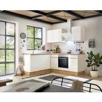 Eckküche mit Geräten 220x170 cm Weiß/Eiche Dekor, Modern - Weiß Hochglanz/Weiß, LIFESTYLE, Holzwerkstoff (220/170cm) - Respekta