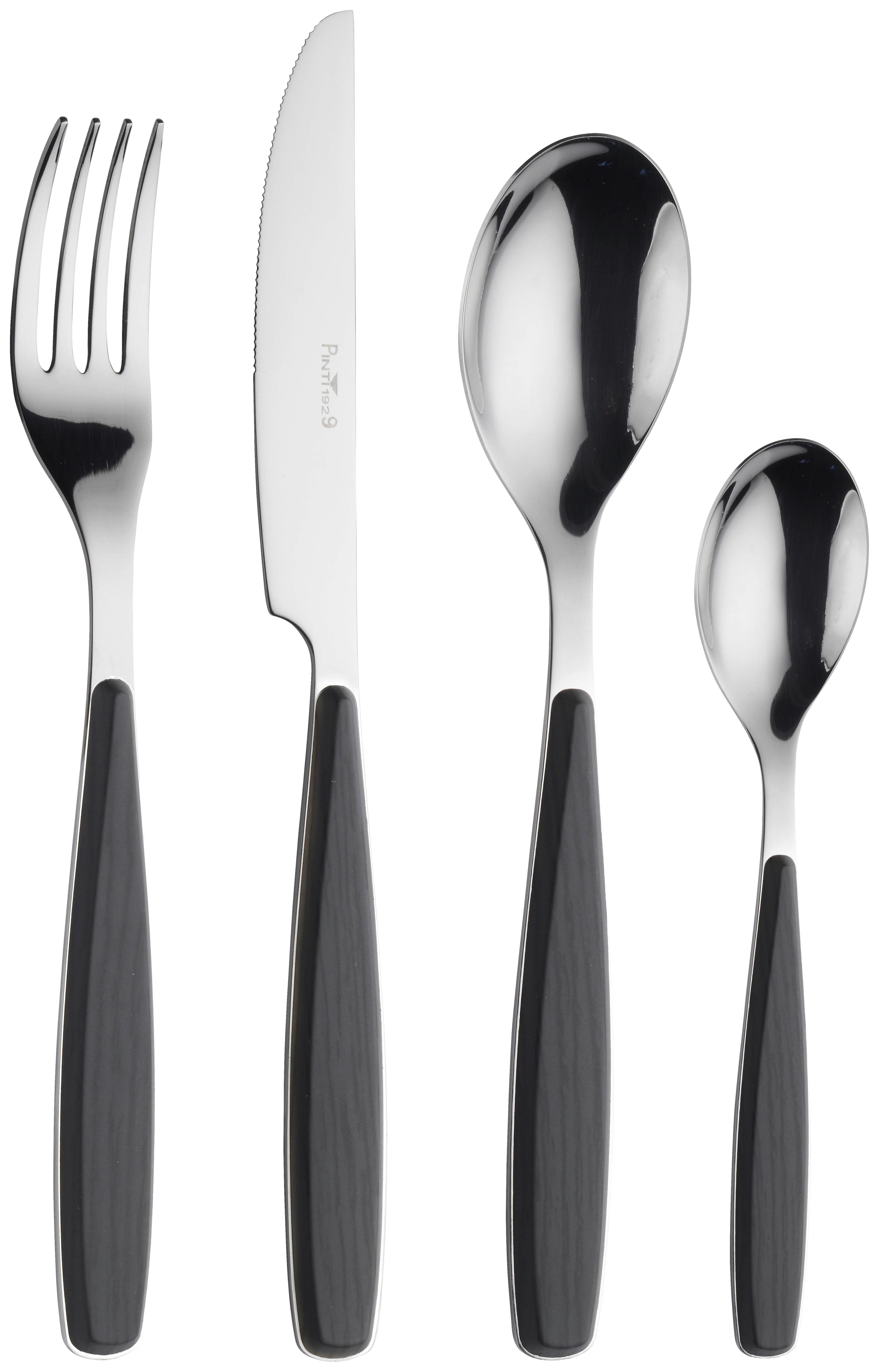 Besteckset Riva Ebony 16-Tlg., Kunststoff, Stahl - Anthrazit, Basics, Kunststoff/Metall - Pintinox