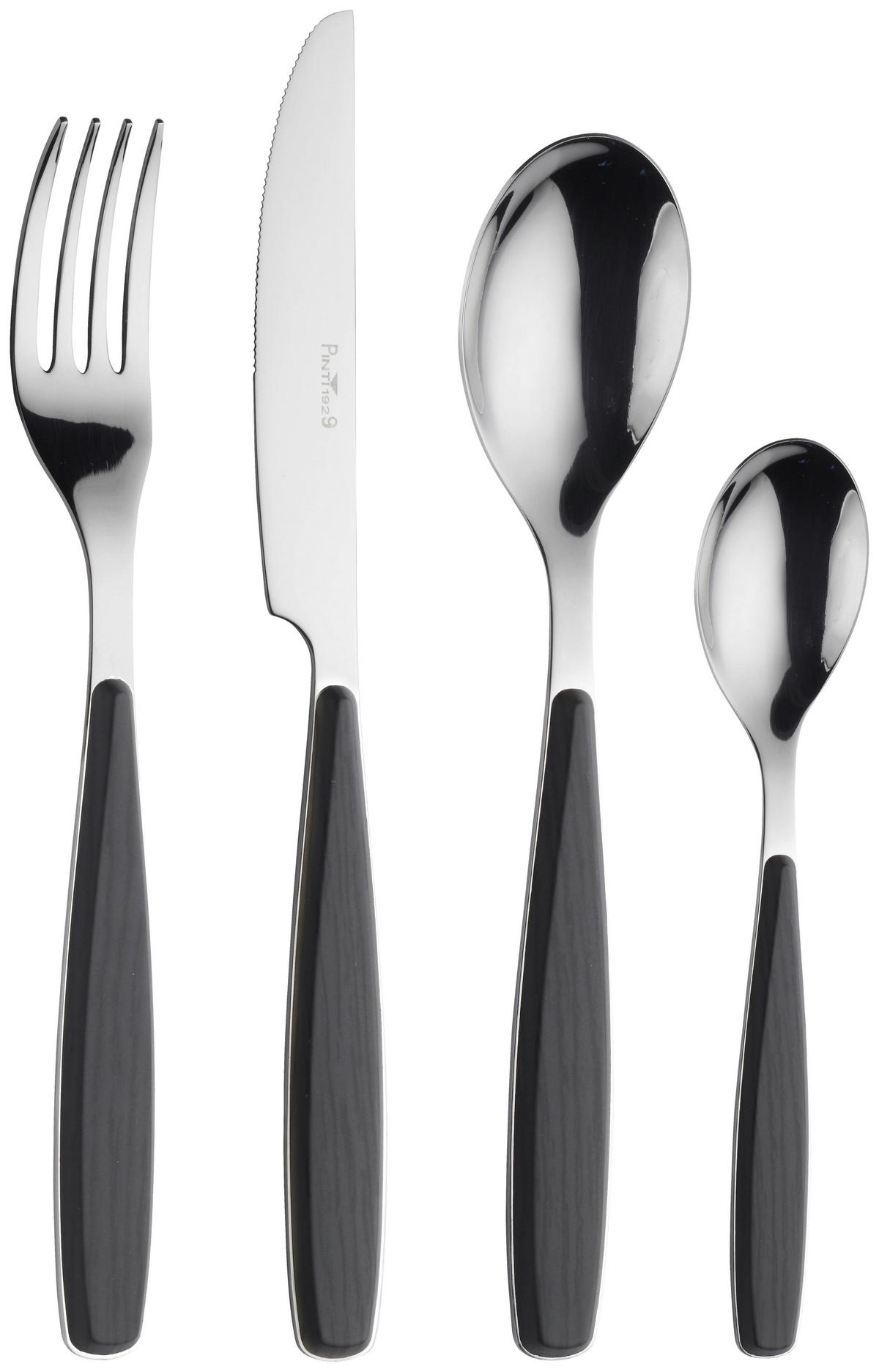 Besteckset Riva Ebony 16-Tlg., Kunststoff, Stahl - Anthrazit, Basics, Kunststoff/Metall - Pintinox