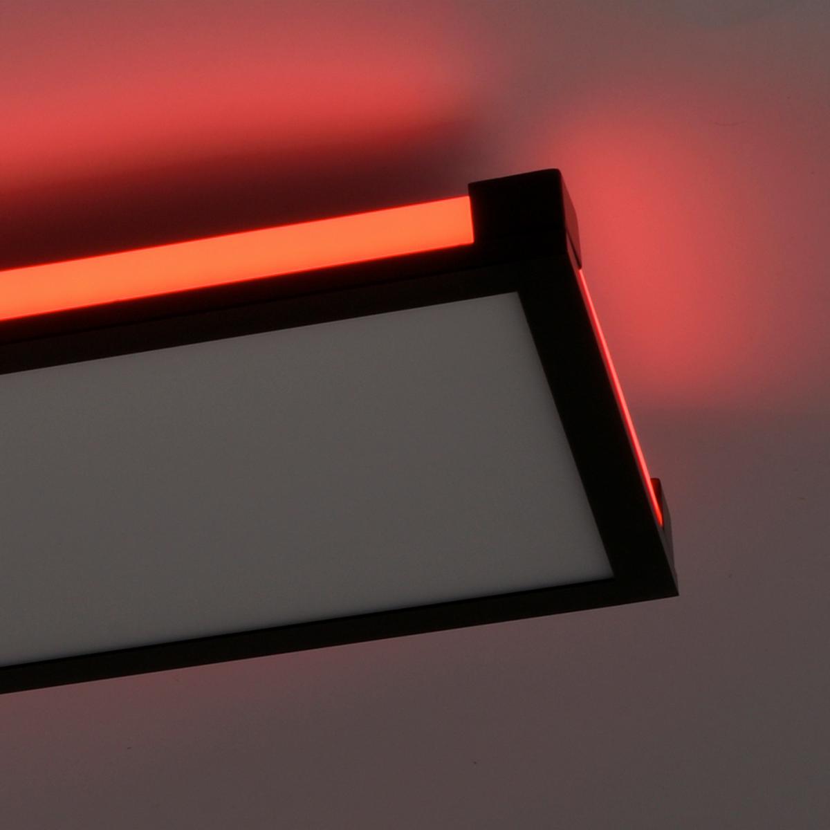 Deckenleuchte Mario L: 100 Cm Rechteckig 2-Flammig Dimmbar - Schwarz, Design, Kunststoff/Metall (100/25/7,1cm)