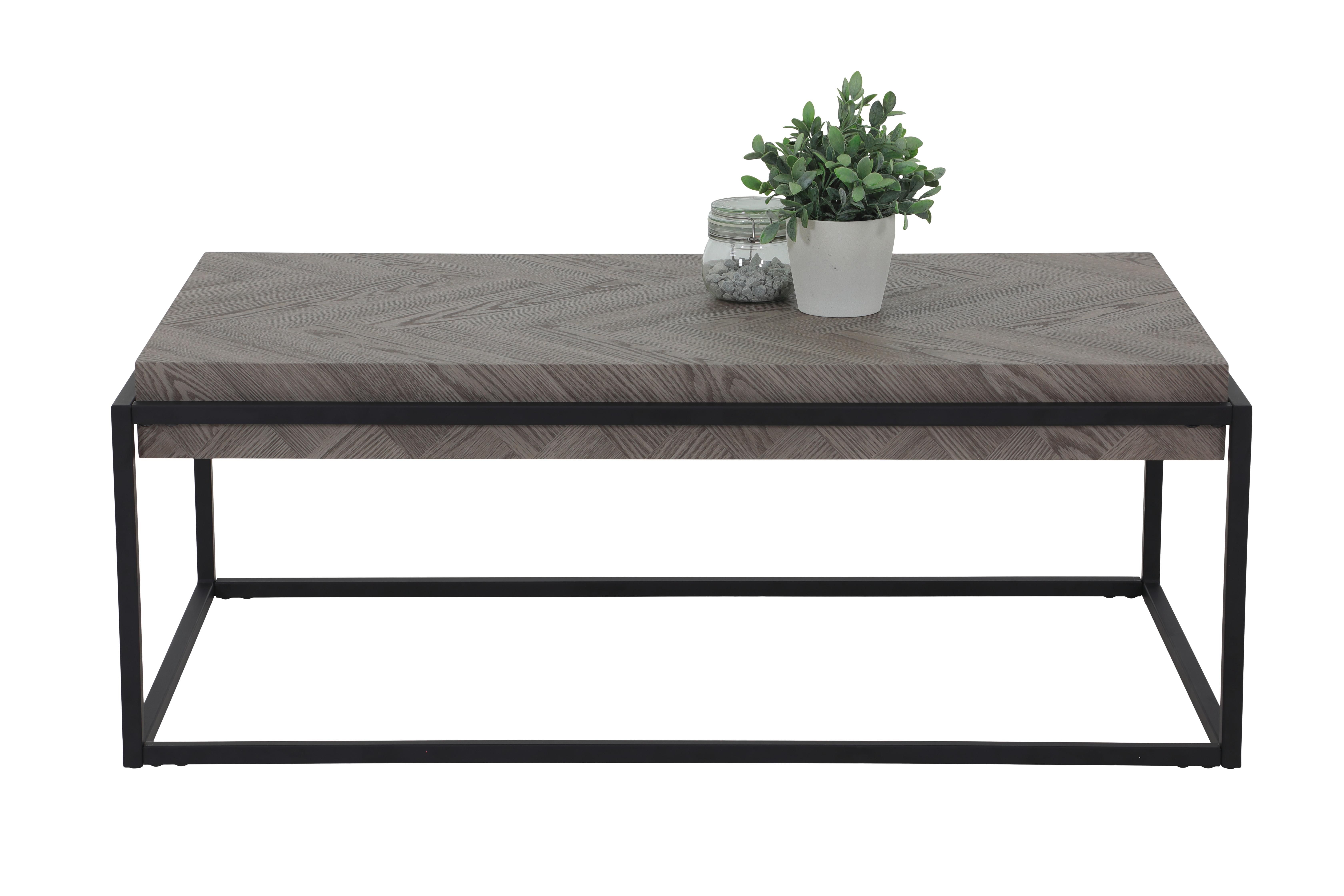 Couchtisch Carlos Hellgrau L: 114 cm - Hellgrau/Schwarz, Design, Holzwerkstoff/Metall (114/64/42cm) - Livetastic