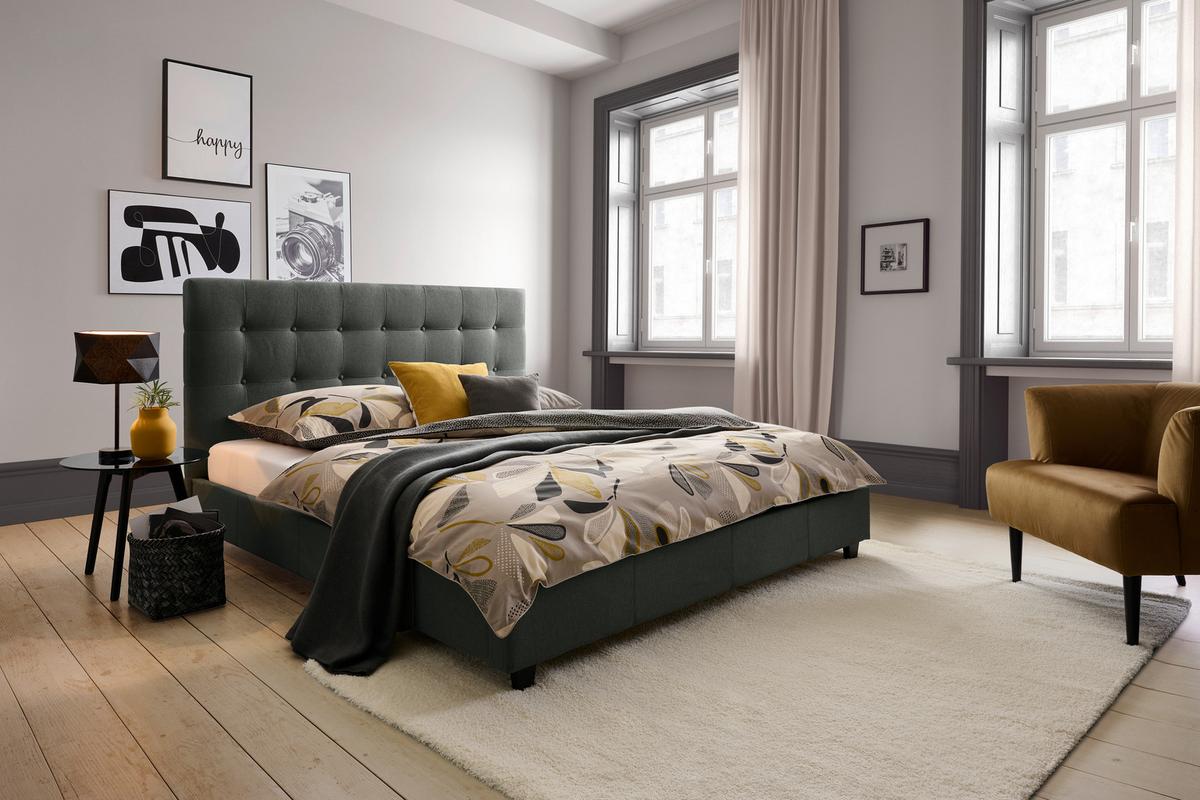 Polsterbett Livorno - Anthrazit, MODERN, Holz/Textil (180/200cm) - Carryhome