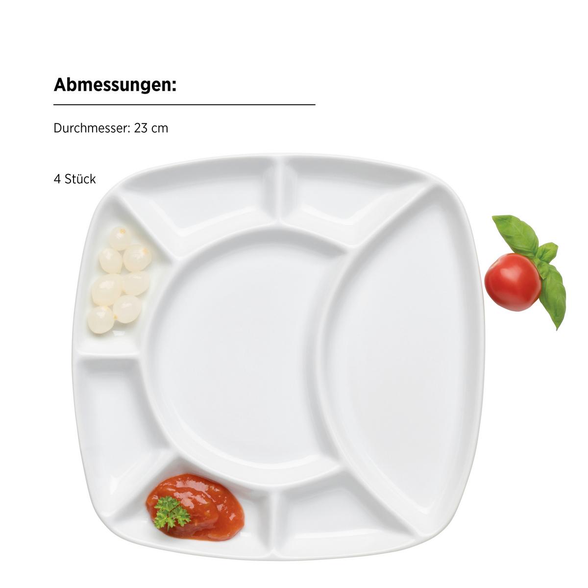 Tellerset 4-Teilig Porzellan, Weiß, Glänzend - Weiß, Basics, Keramik (23/2,5/23cm) - Mäser