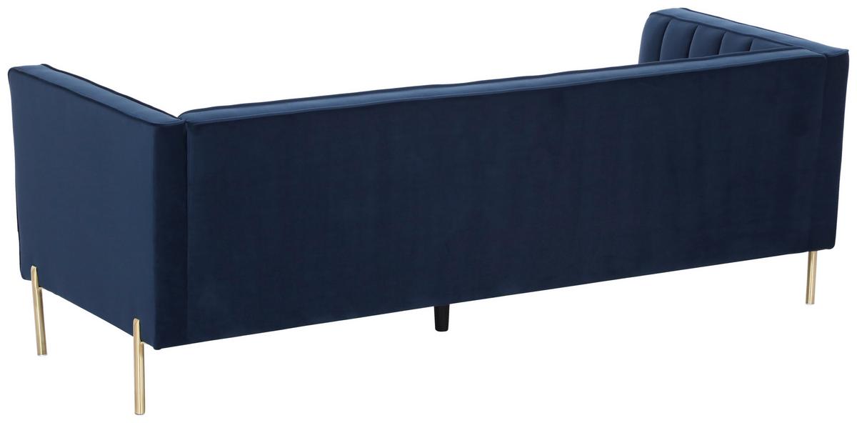 3-sitzer-sofa Sono Blau Samt B: 204 Cm - Blau/Goldfarben, Design, Textil (204/75/85cm) - Livetastic