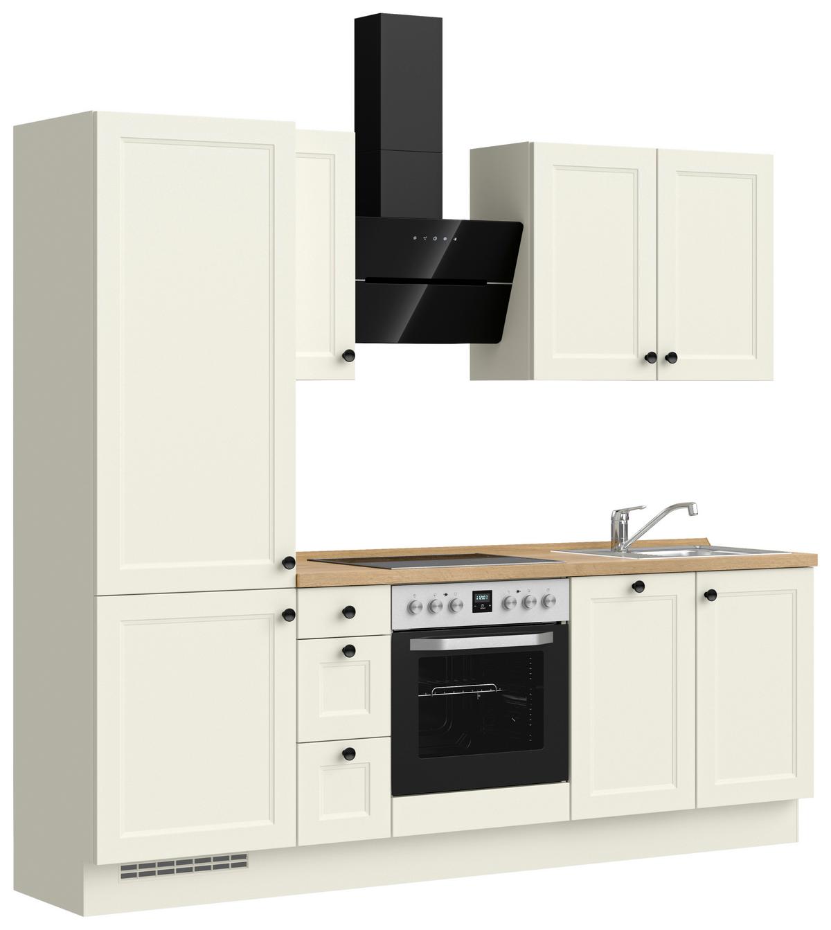 Kuchynská linka 240 cm, biela/dekor dub Sierra - čierna/biela, Modern, kov/kompozitné drevo (240cm) - Nobilia