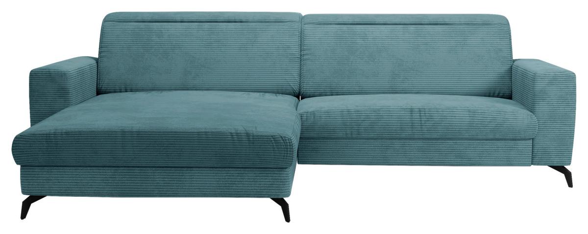 Ecksofa Bolero petrolfarben m. Kopfteilverstellung 178x290 - Petrol/Schwarz, KONVENTIONELL, Textil (178/290cm) - Sit & More