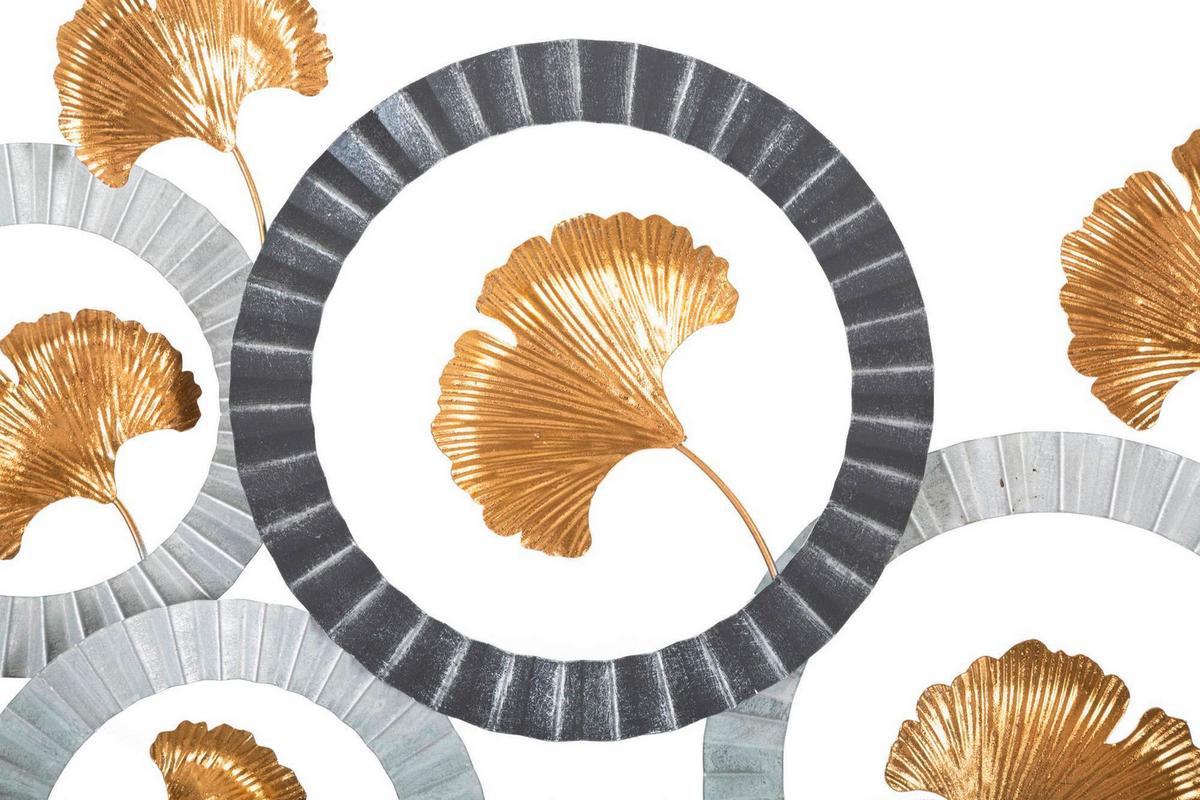 Wanddeko Arty A Gold, Grau, Weiß B: 126 Cm - Goldfarben/Weiß, Basics, Metall (126/58/5cm)