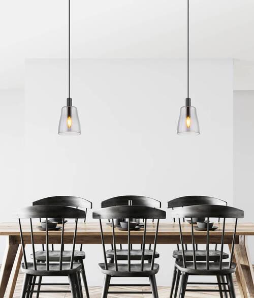 Hängeleuchten 15789h1b Höhenverstellbar - Schwarz, Design, Glas/Metall (14,5/120cm) - Globo