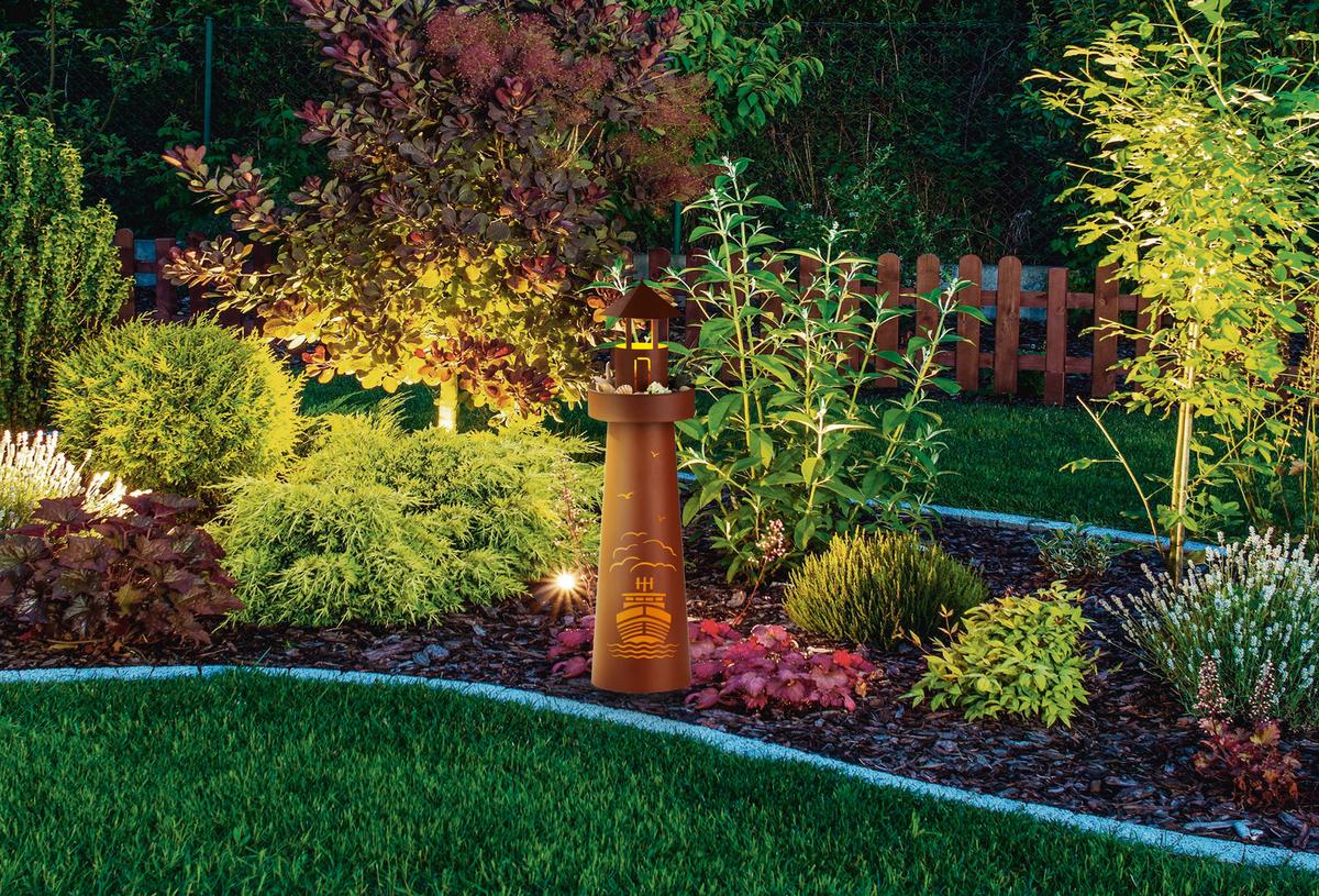 Led Dekosäule Mit Schale Garvida Leuchtturm H: 70,6 Cm - Rostfarben, Basics, Metall (18,5/18,5/70,6cm)