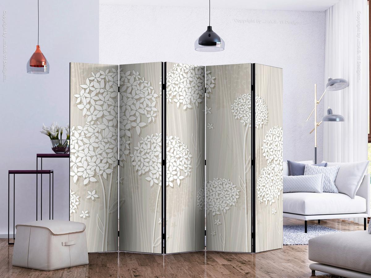 Paravent Creme Weiß B: 225 Cm - Creme/Weiß, Basics, Holz/Textil (225/172/3cm) - artgeist