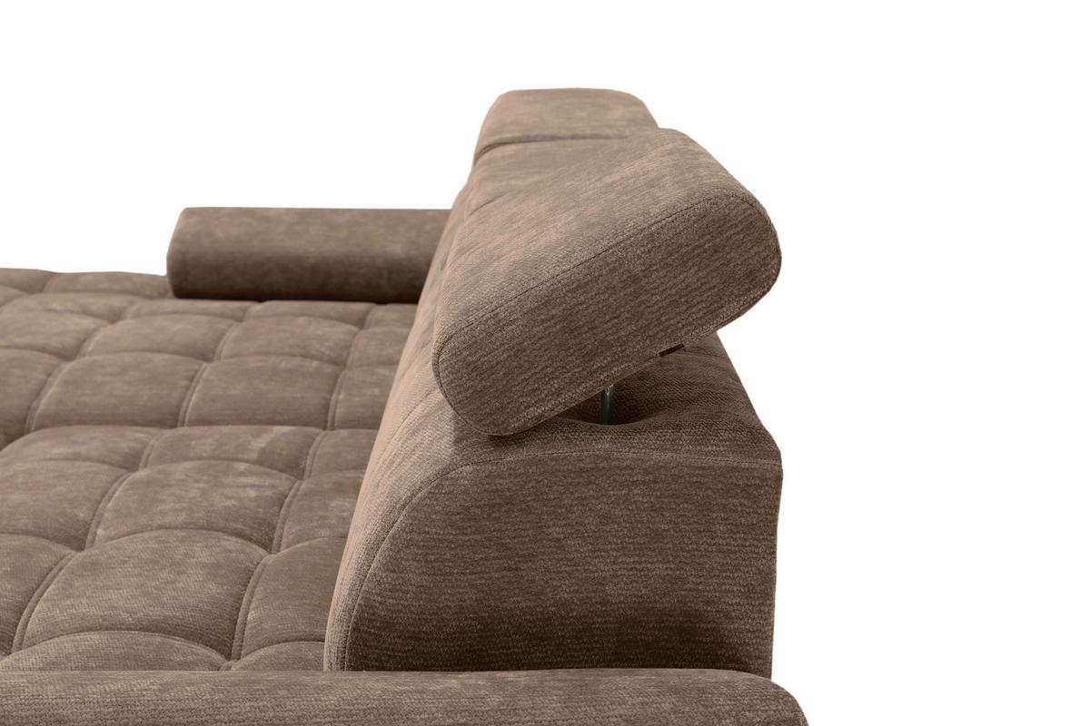 Rohová sedačka VEGAS, levá, hnědá žinylka - černá/hnědá, Design, dřevo/textil (173/294cm)
