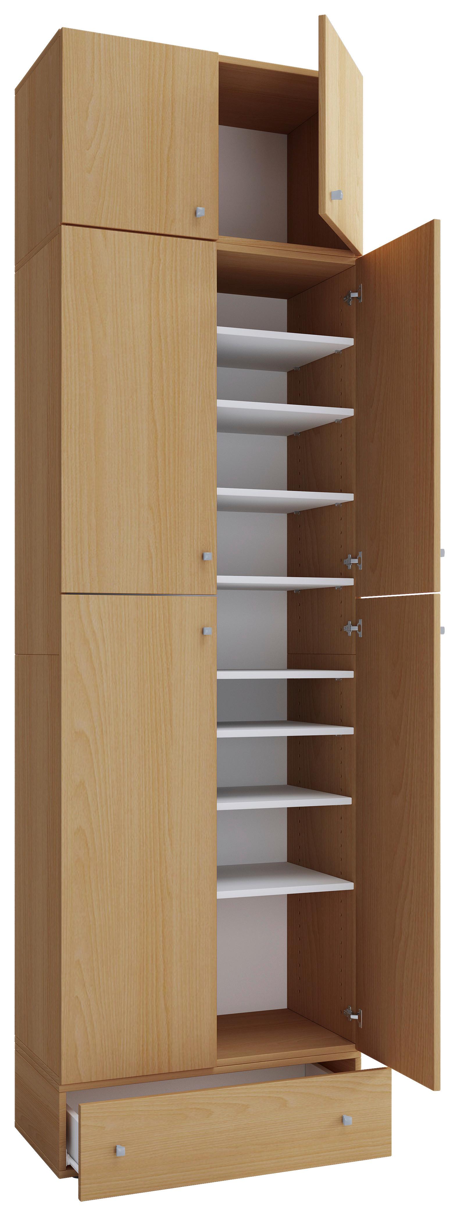 Schuhschrank Lona XXL Buche Dekor B: 70 cm - Buchefarben/Schwarz, MODERN, Holzwerkstoff (70/240/39cm) - MID.YOU