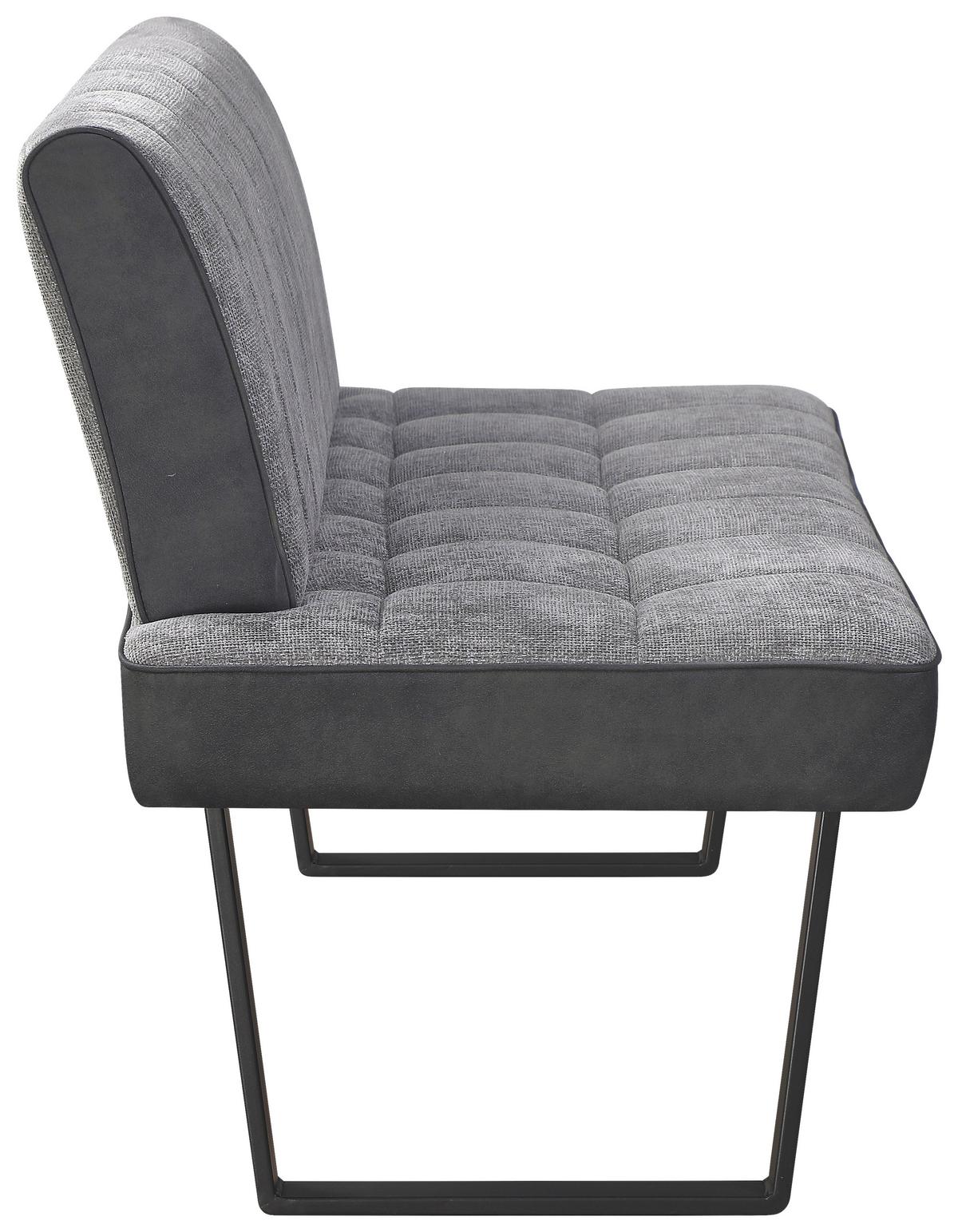 Sitzbank Pag - Hellgrau/Schwarz, KONVENTIONELL, Textil/Metall (140/86/70cm) - MID.YOU