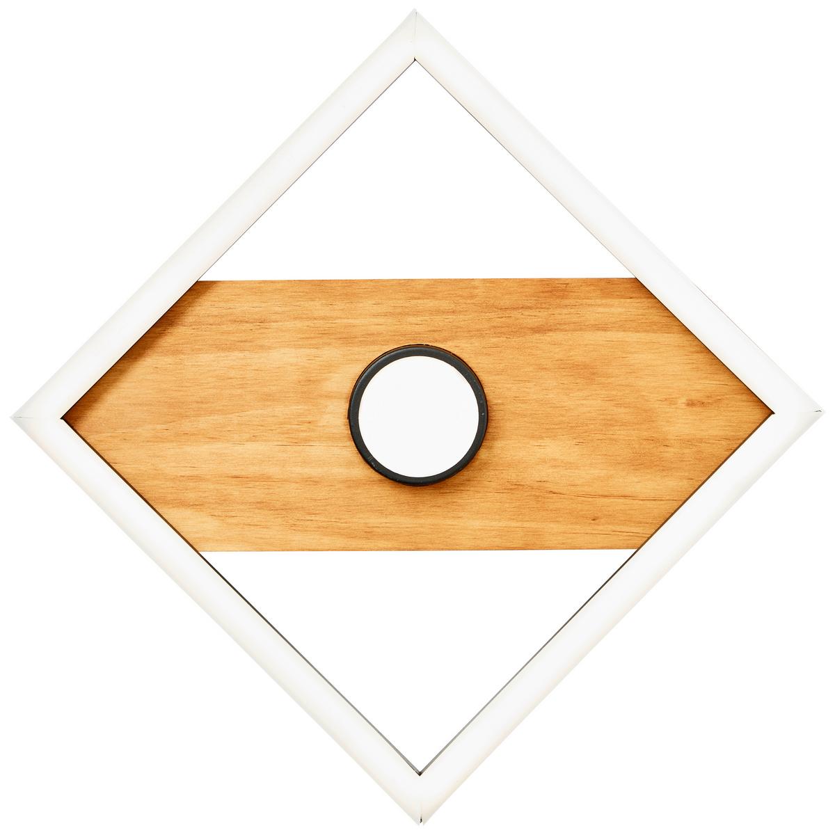 LED-Deckenleuchte Woodbridge L: 25 cm mit Holz - Schwarz/Braun, Design, Holz/Kunststoff (25/25/6,2cm) - Brilliant