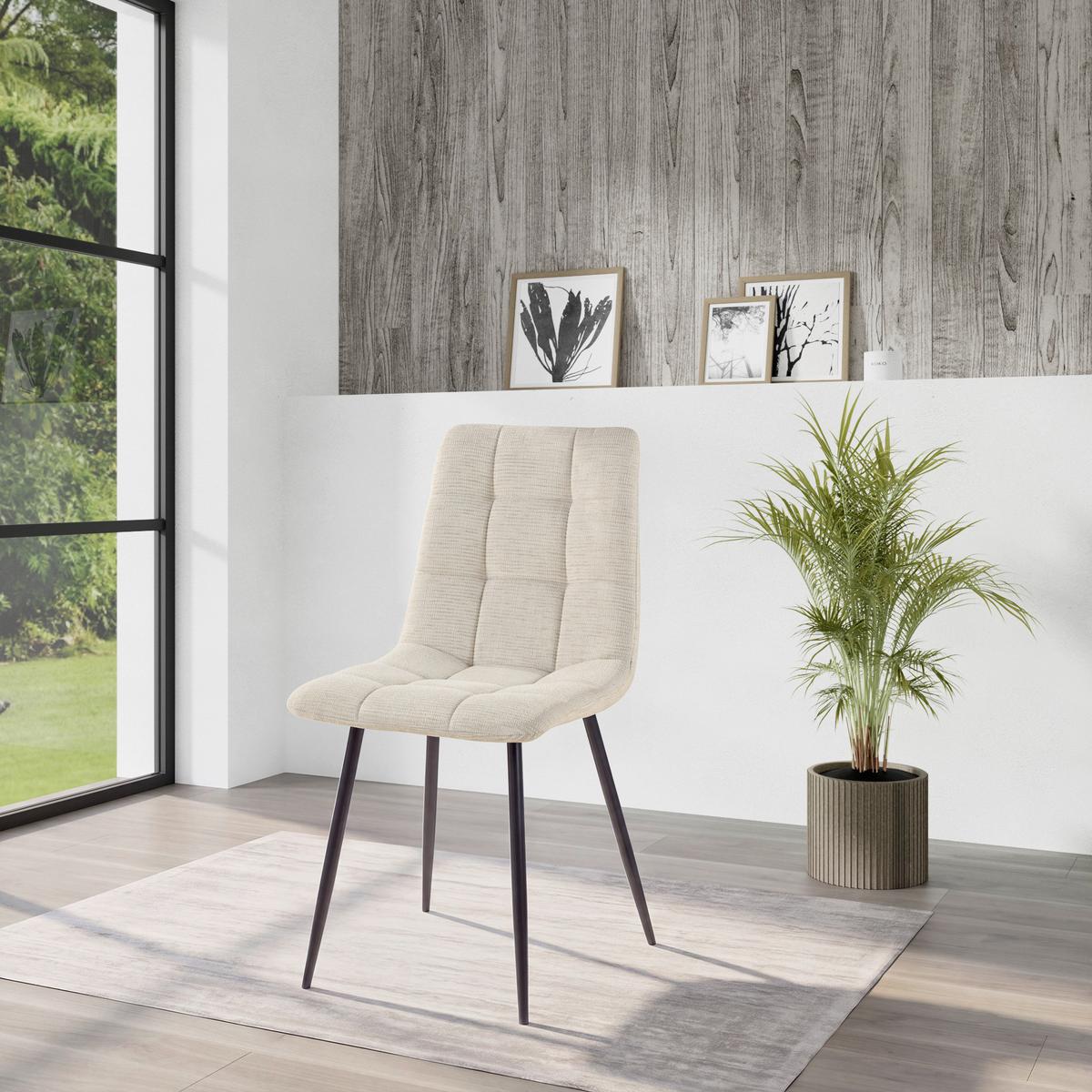 Polsterstuhl Lech beige - Beige/Schwarz, KONVENTIONELL, Holz/Textil (45/88/55cm)