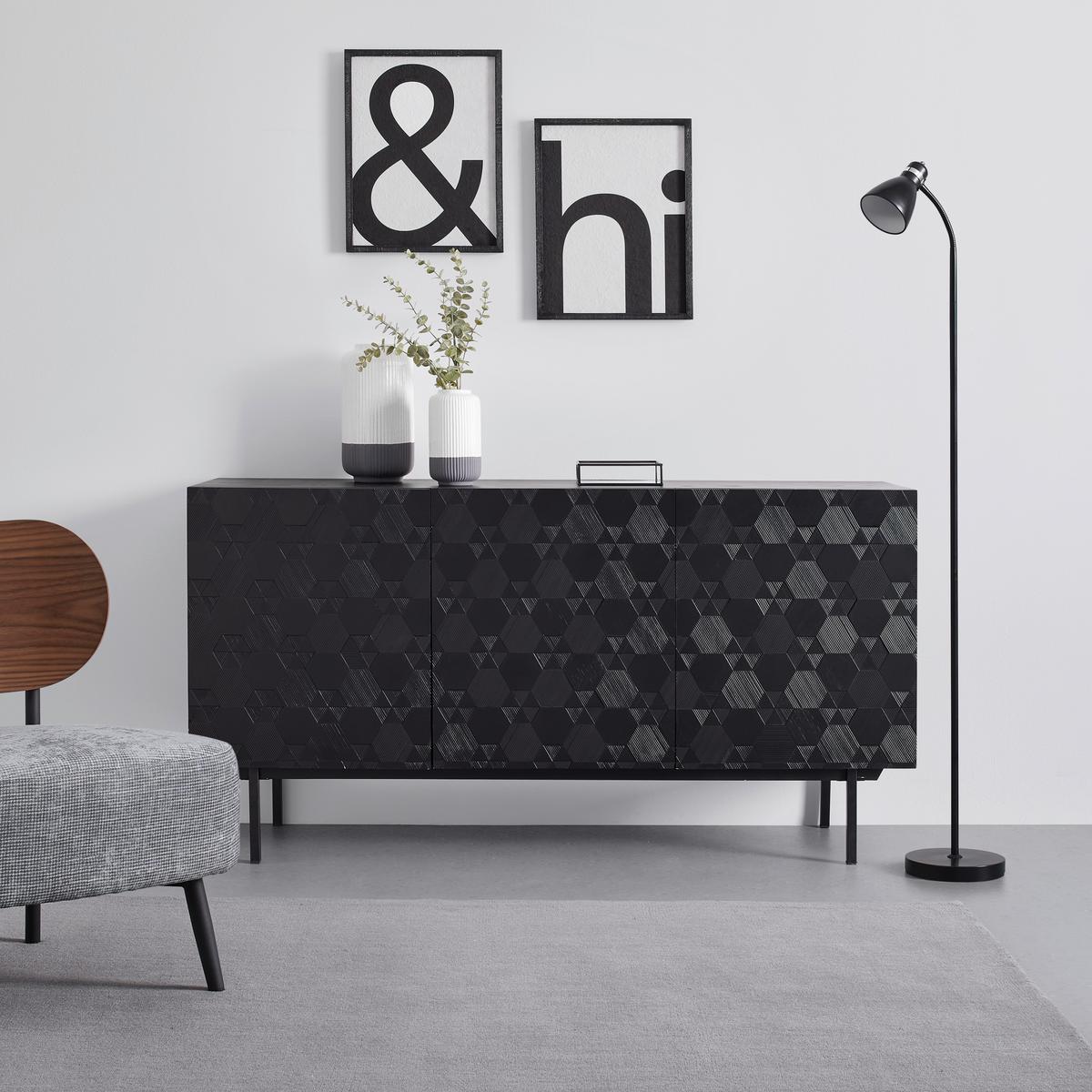 Komoda ROMA čierna - čierna, Modern, kov/drevo (150/78/40cm) - Bessagi Home