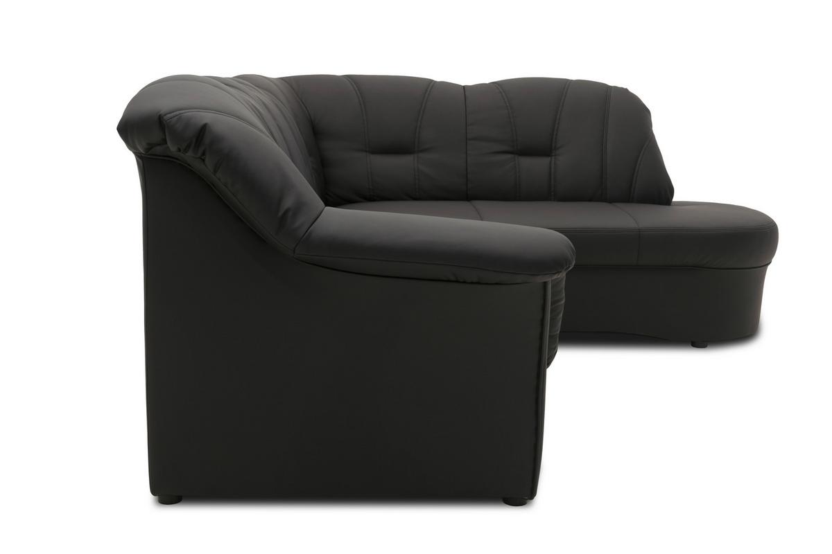 Ecksofa Papenburg Schwarz Lederlook - Schwarz, KONVENTIONELL, Textil (243/180cm) - MID.YOU