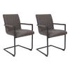 Armlehnstuhl Damian Anthrazit Gepolstert 2er-Set - Anthrazit/Schwarz, LIFESTYLE, Textil/Metall (52/88/63cm) - MID.YOU