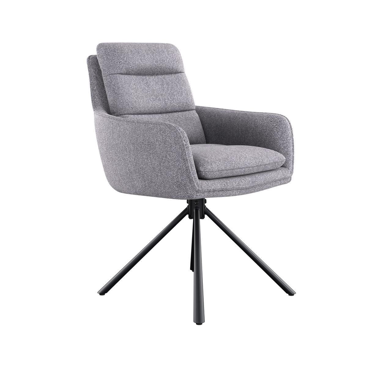 Armlehnstuhl Luce Grau/Schwarz B: 60 cm - Schwarz/Grau, MODERN, Textil/Metall (60/89/67cm) - MID.YOU