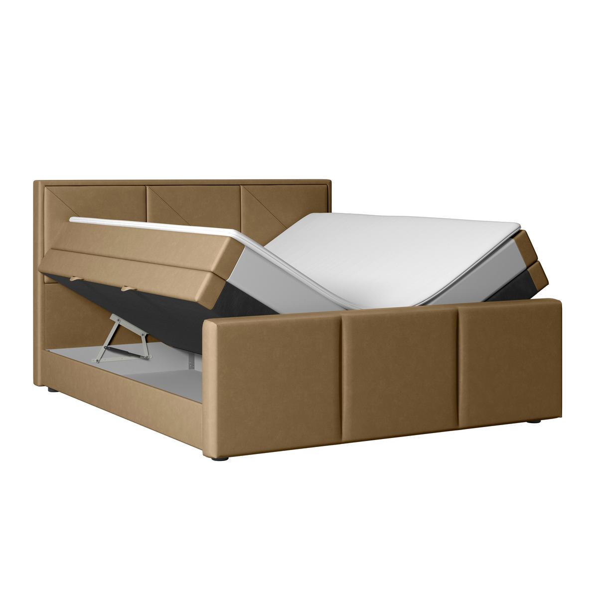 Boxspringbett mit Bettkasten Bologna 180x200 cm Beige - Beige/Schwarz, MODERN, Holz/Kunststoff (180/200cm) - MID.YOU