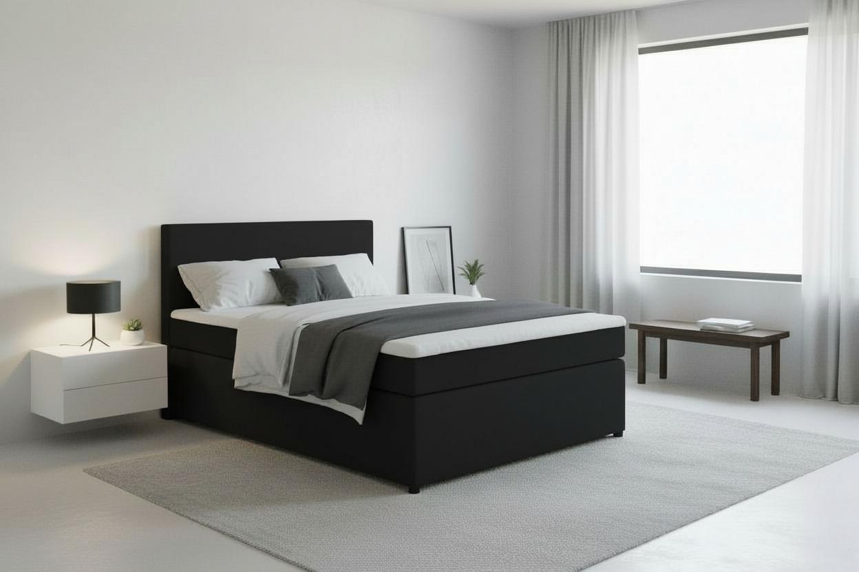 Boxspringbett Togo 140 140x200 Graphitfarben - Graphitfarben/Schwarz, MODERN, Holzwerkstoff/Textil (140/200cm) - MID.YOU