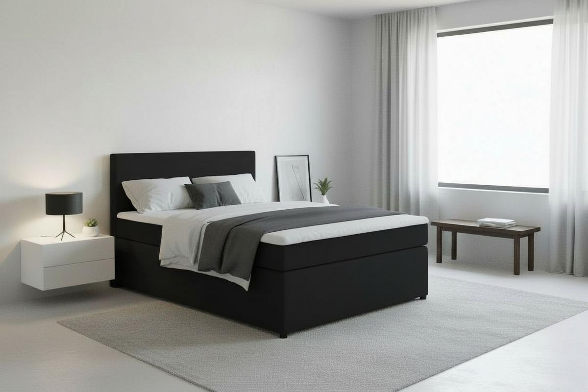 Boxspringbett Togo 140 140x200 Graphitfarben - Graphitfarben/Schwarz, MODERN, Holzwerkstoff/Textil (140/200cm) - MID.YOU