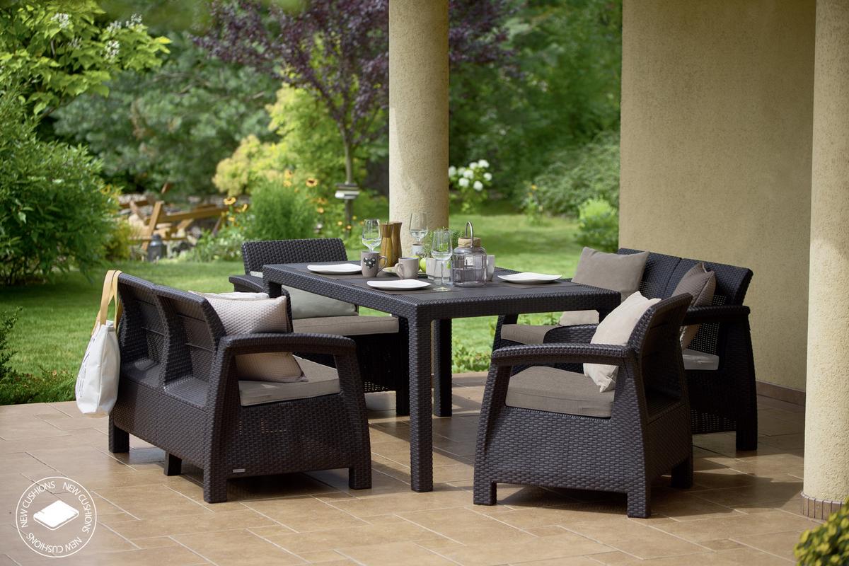 Kerti Garnitúra Corfu Fiesta - grafitszürke, műanyag (128/79/70cm) - Best Price