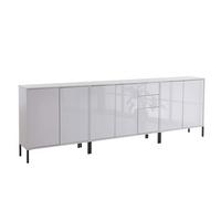 Sideboard Mailand 6 B: 263,5 Cm Weiß - Weiß Hochglanz/Anthrazit, MODERN, Holzwerkstoff (263,5/86/33cm) - MID.YOU